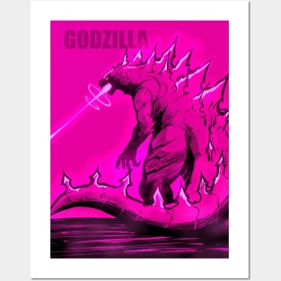 Godjilla attack Posters and Art